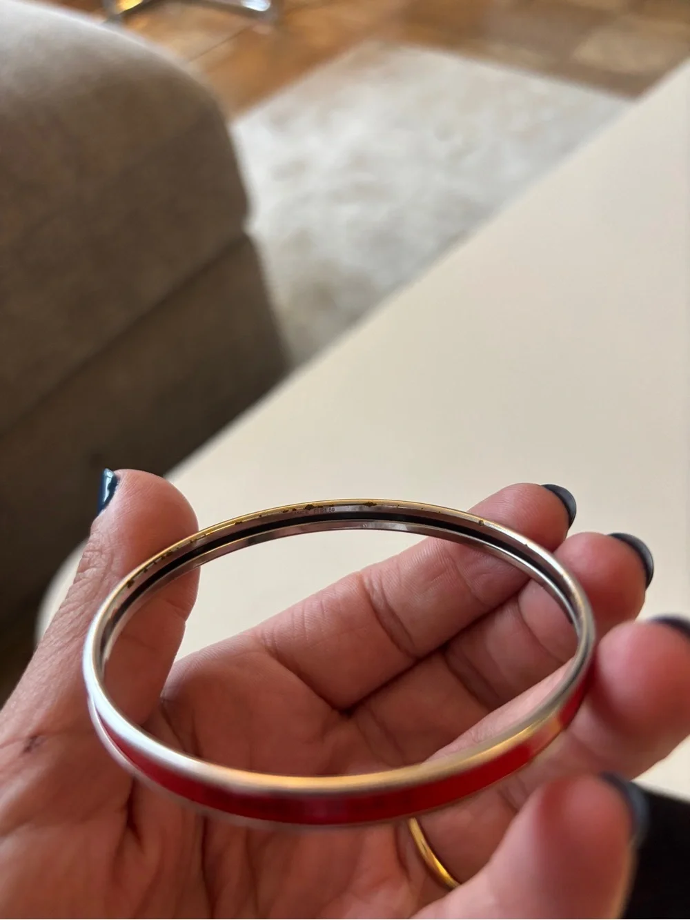 Hermès Uni Red Enamel Double Bangle Bracelet